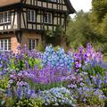 Staudenbeet Zeichnung 'Wir machen blau' - In der dargestellten Zeichnung werden alle Pflanzen bl�hend gezeigt, was nat�rlich nicht realistisch ist. Tats�chlich ist die Pflanzenliste so gew�hlt, dass �ber einen langen Zeitraum immer etwas bl�ht.